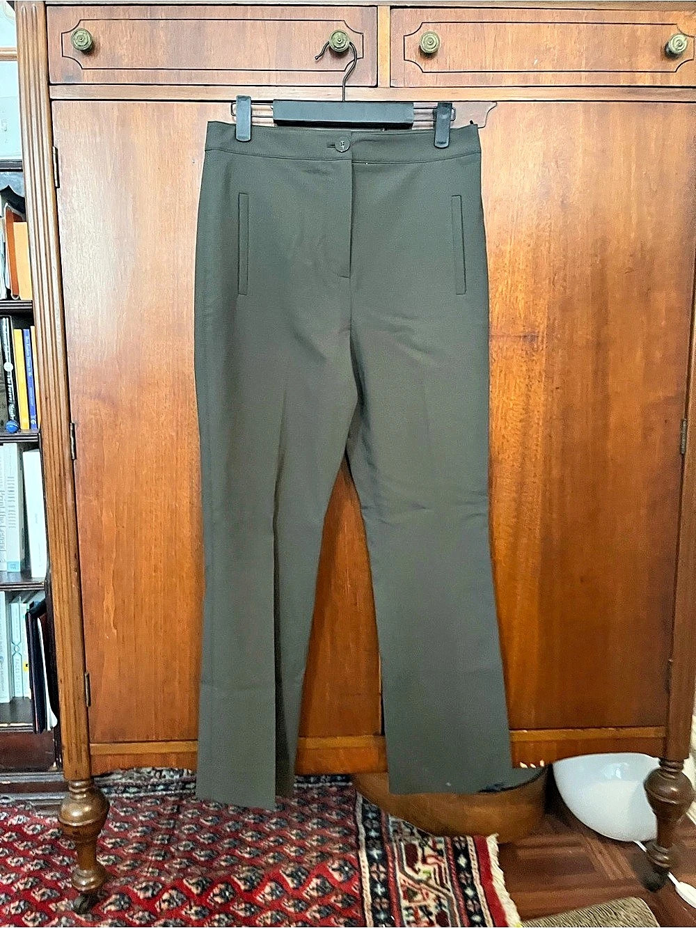 Veronica Beard Straight Leg Wool Pants in Green Size 6